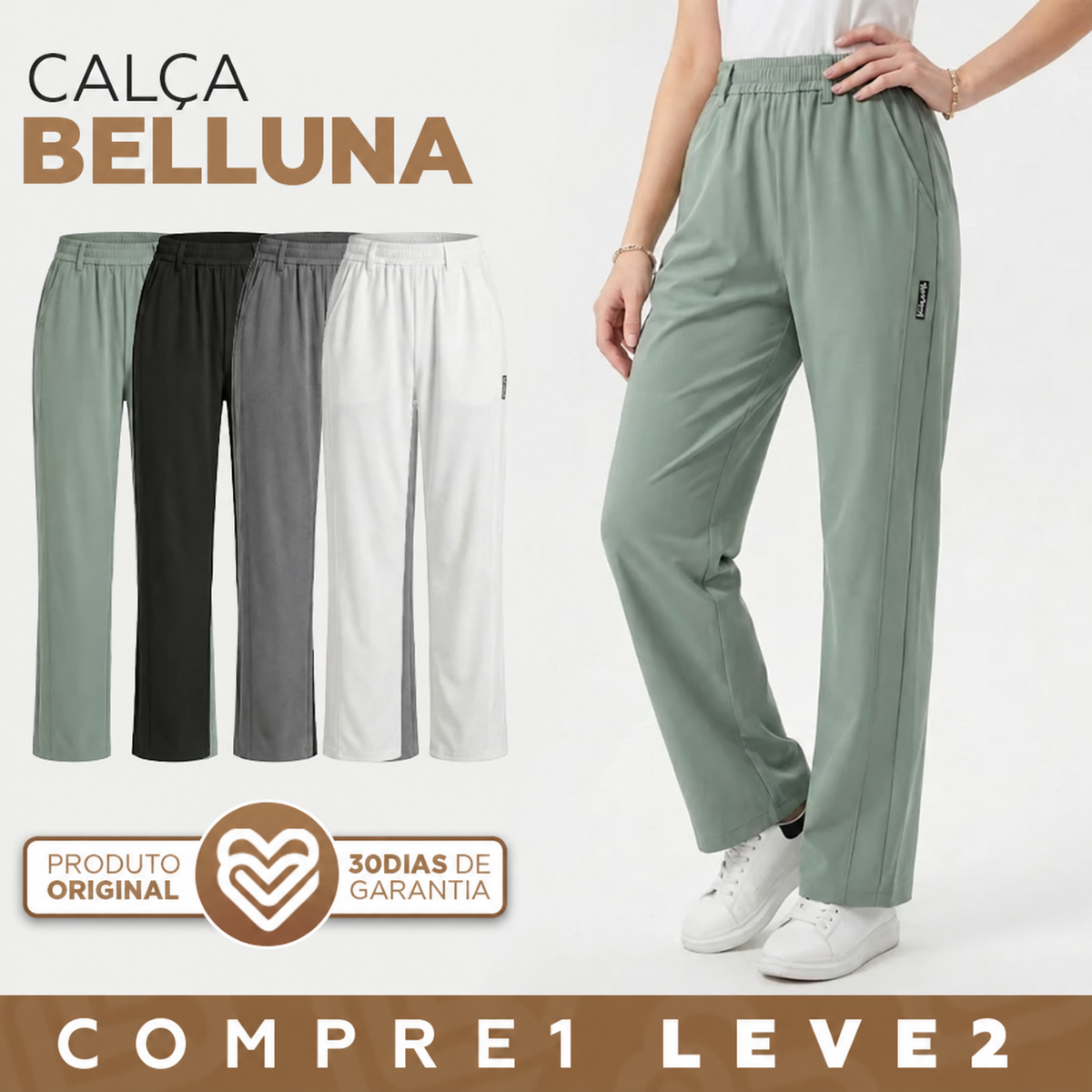 [Leve 3 Pague 2] Calça Feminina Aurora em Malha Seda Gelo (Moderna Com Modelagem Inteligente!!)