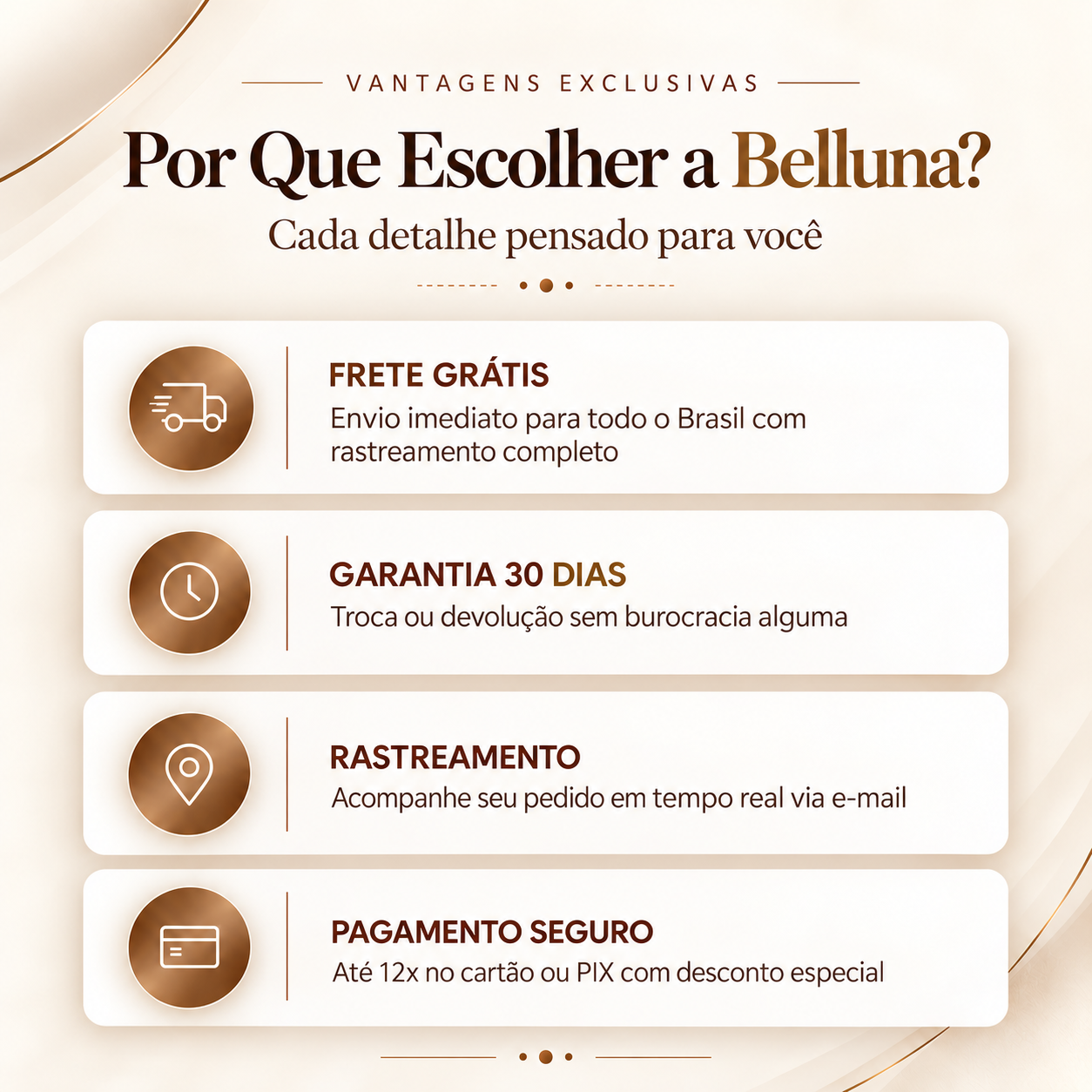 Por que escolher a Belluna - vantagens exclusivas