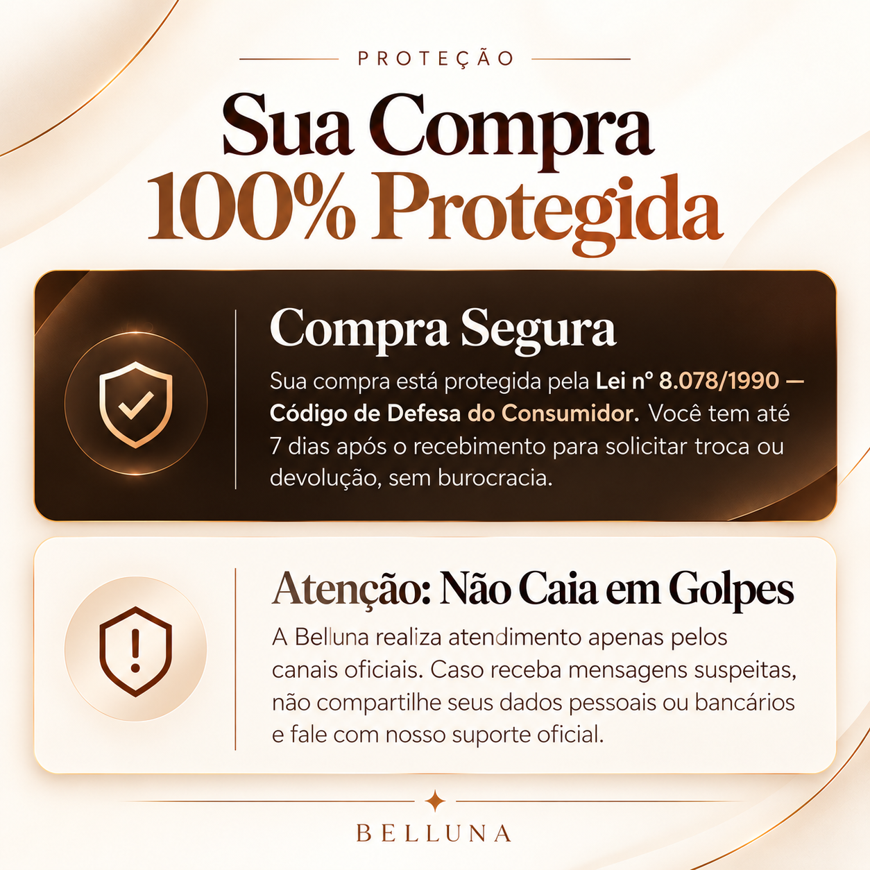Sua compra 100% protegida - Belluna